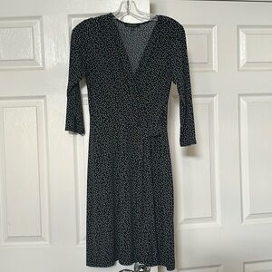 Hail3y:23 women’s medium, navy & white polkadot faux wrap dress